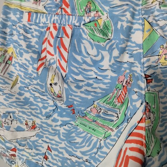 Lilly Pulitzer Sz 0 Callahan Short Get Nauti Sailboat Print Blue Beach Nautical - Picture 3 of 6